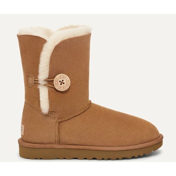 UGG AUSTRALIA Classic Bailey Button Boots Tan Brown 8 - Picture 1 of 9
